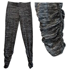 Juicy Couture Black Grey Marled Beaded Ruched Leggings Pants Size S #242